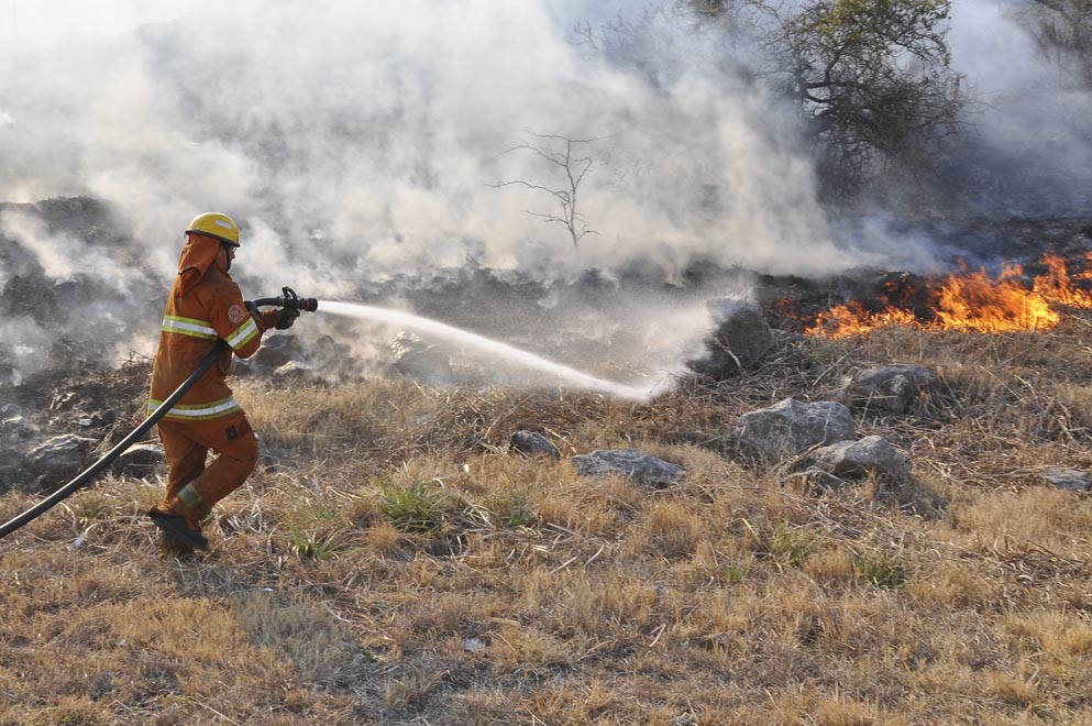 Intenso trabajo de bomberos y aviones hidrantes en José de la Quintana